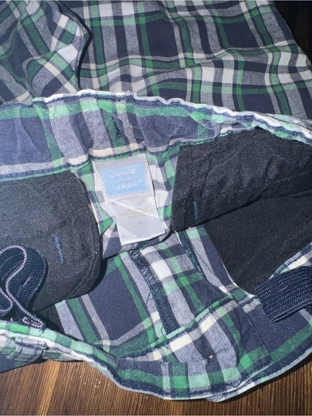 Janie and Jack Navy and Green Plaid Boys' Shorts - Size 5